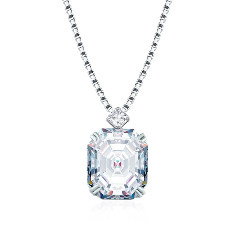 62 Carat High Carbon Diamond Pendant Necklace Sparling 100% s925 Sterling Silver Gemstone Emerald Neck Chain Luxury Fine Jewelry