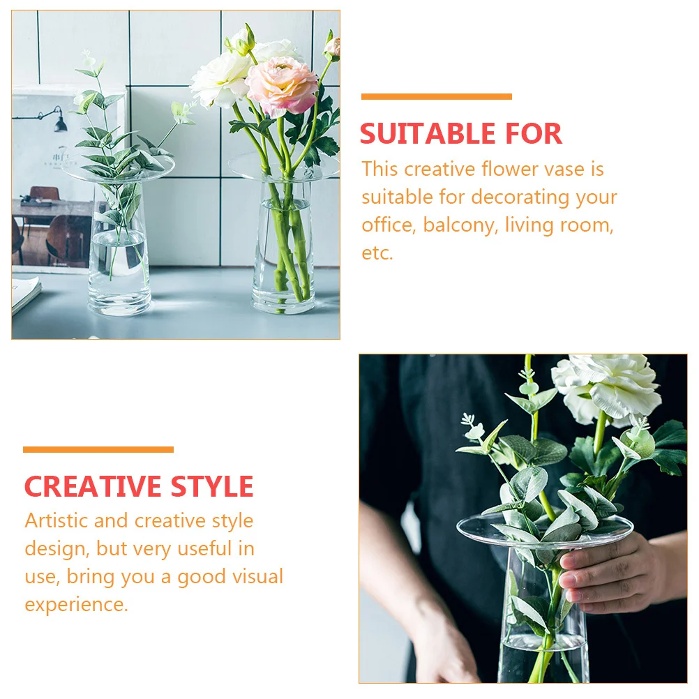 

1Pcs Premium Glass Vase Creative Flower Arrangement Holder Home Office Decoration Simple Visual Experience Gift
