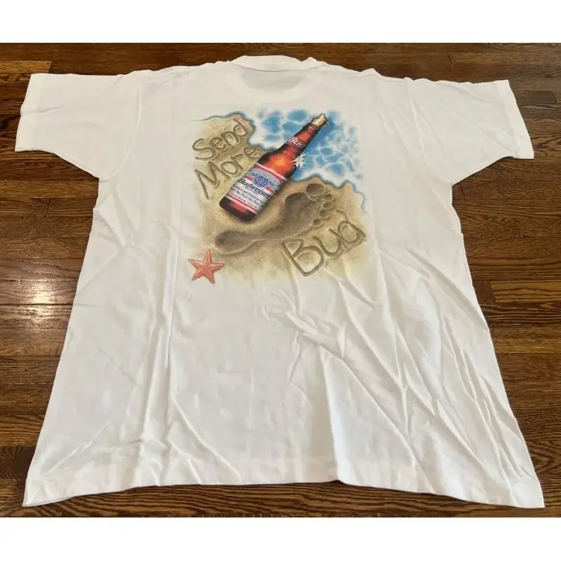 Budweiser T Shirt Men Xl White Send More Bud Stranded 90S Promo