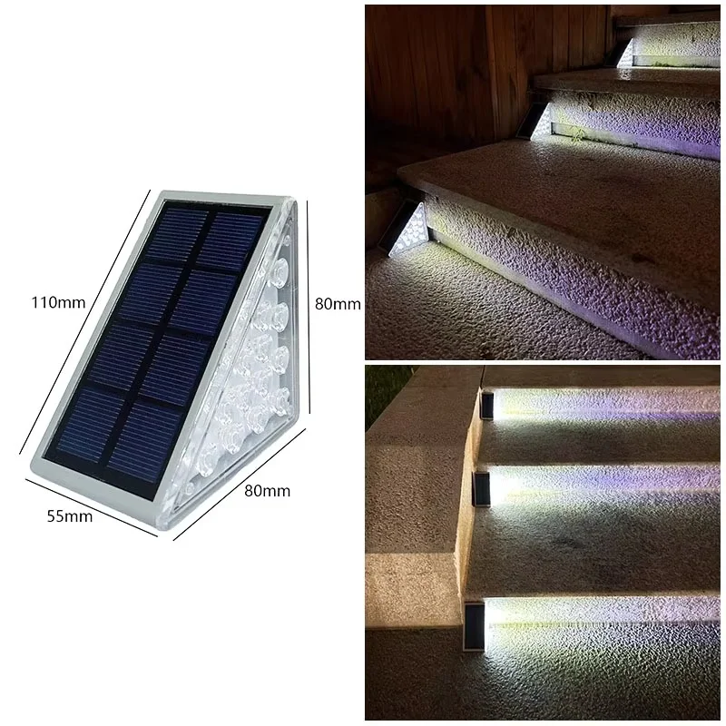 4pcs LED Outdoor Solar Light Step Lamp Lens Design Super Bright Waterproof Anti-theft Stair Light Decor Lighting For Garden Deck