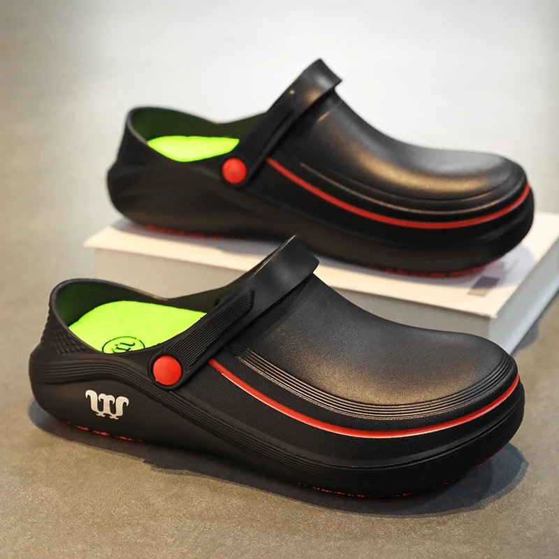 

Dropship classic Men Chef Clogs Anti-slip Waterproof Oil-resistant Durable Eva Kitchen Shoes Soft Bottom Labor-saving Slippers