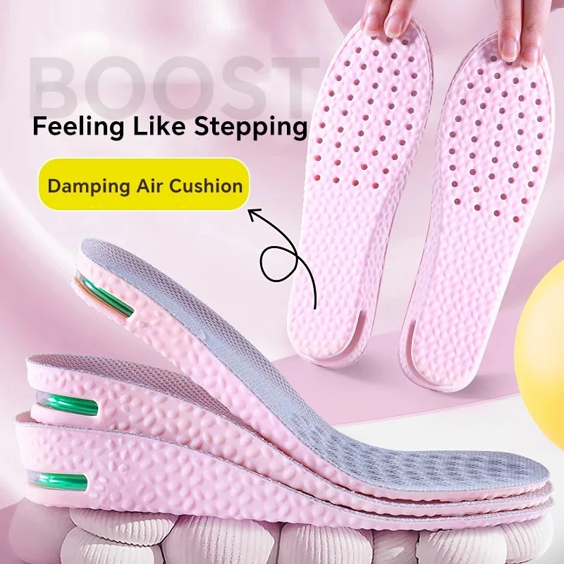 1 Paar orthopädische Einlegesohlen zur Erhöhung der Höhe, rosa Sport-Lufteinlagen, Komfort-Einlagen für Plantarfasziitis-Schuhe, stoßdämpfende Einlagen