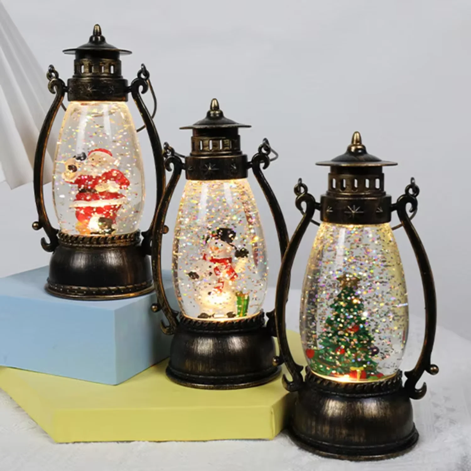 Hot Selling Xmas Gift Oil Lamp  Lantern Glitter Crystal Ball Glowing LED Light Birthday candle Velas decorativas hogar