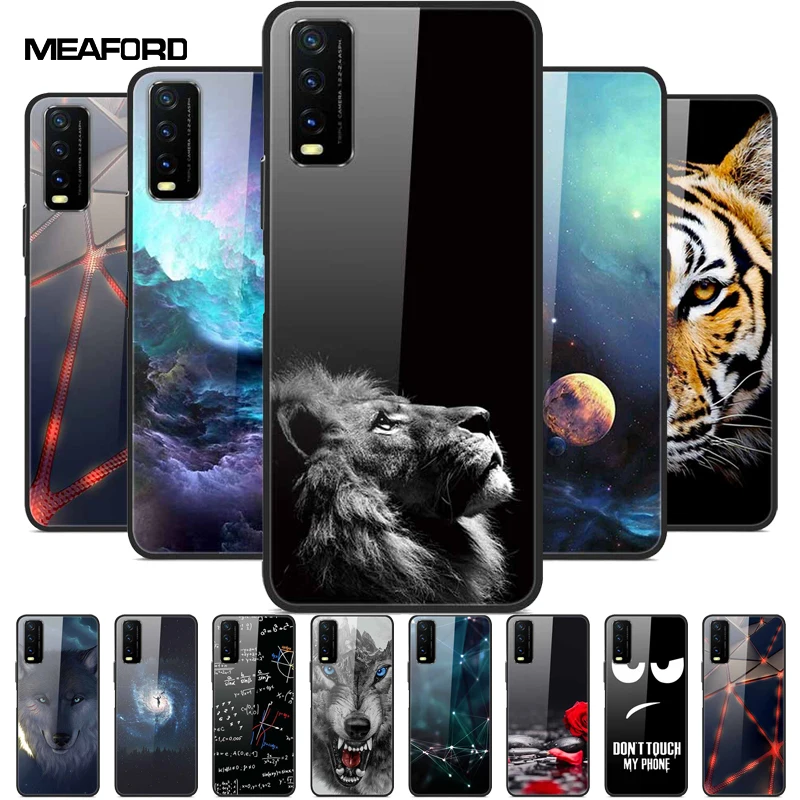 For Vivo V2027 Cases V2029 Y20i Y20s Y20 Tempered Glass Hard Phone Covers for Vivo Y20 Back Cases Protective Bumper Capa Y 20 S