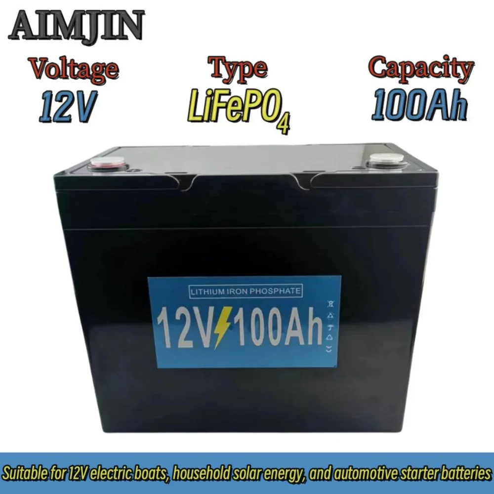 2024 NEW 12V 100Ah LiFePO4 Battery with BMS Lithium Iron Phosphate Batteries Pack for Solar Boat Golf Cart Wind Solar Energy