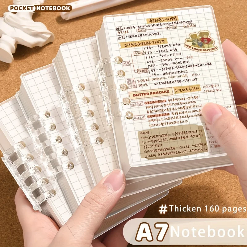Ein einfaches transparentes Loseblattbuch mit 80 Blatt, abnehmbares Notizbuch, horizontale Linie, leeres Quadrat, Schulnotizbuch – Detail 3