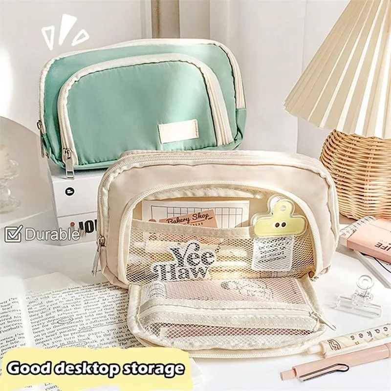 Large Capacity Pencil Pouch Students Kawaii Pencil Cases Aesthetic Stationery Holder Bag Stationery Organizer School Supplies