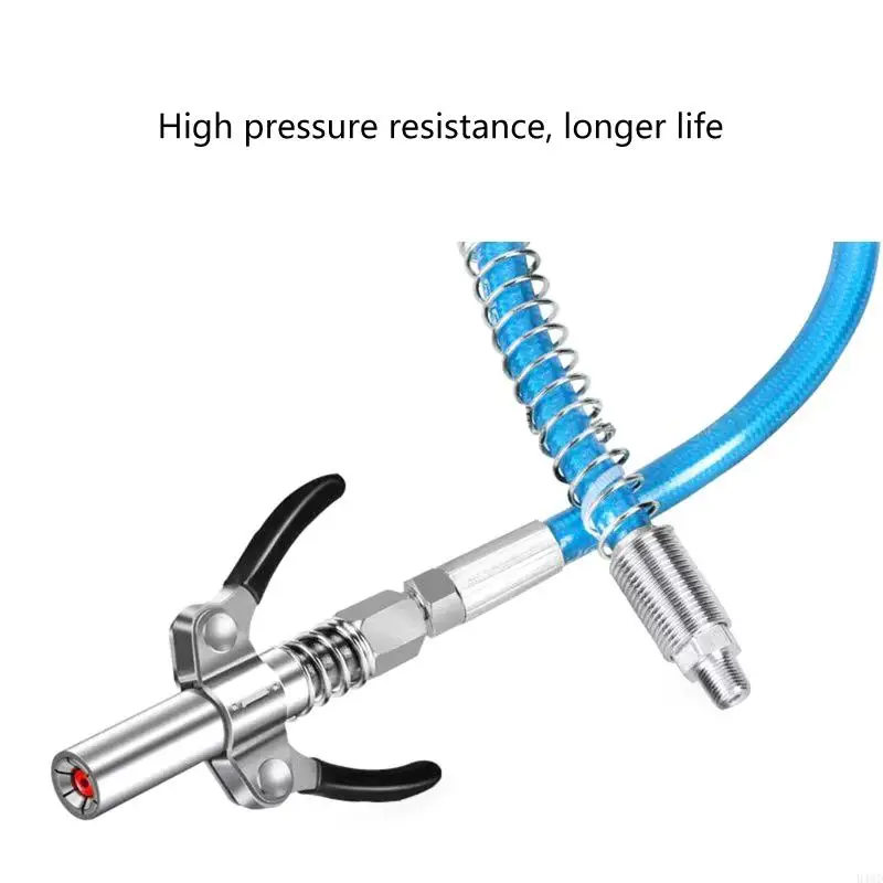 

B46D Grease Coupler 10000PSI NPT I/8 Leak-Free Grease Tool Heavy-Duty Quick Lock Double Handle Stainless Oil Injector Nozzle