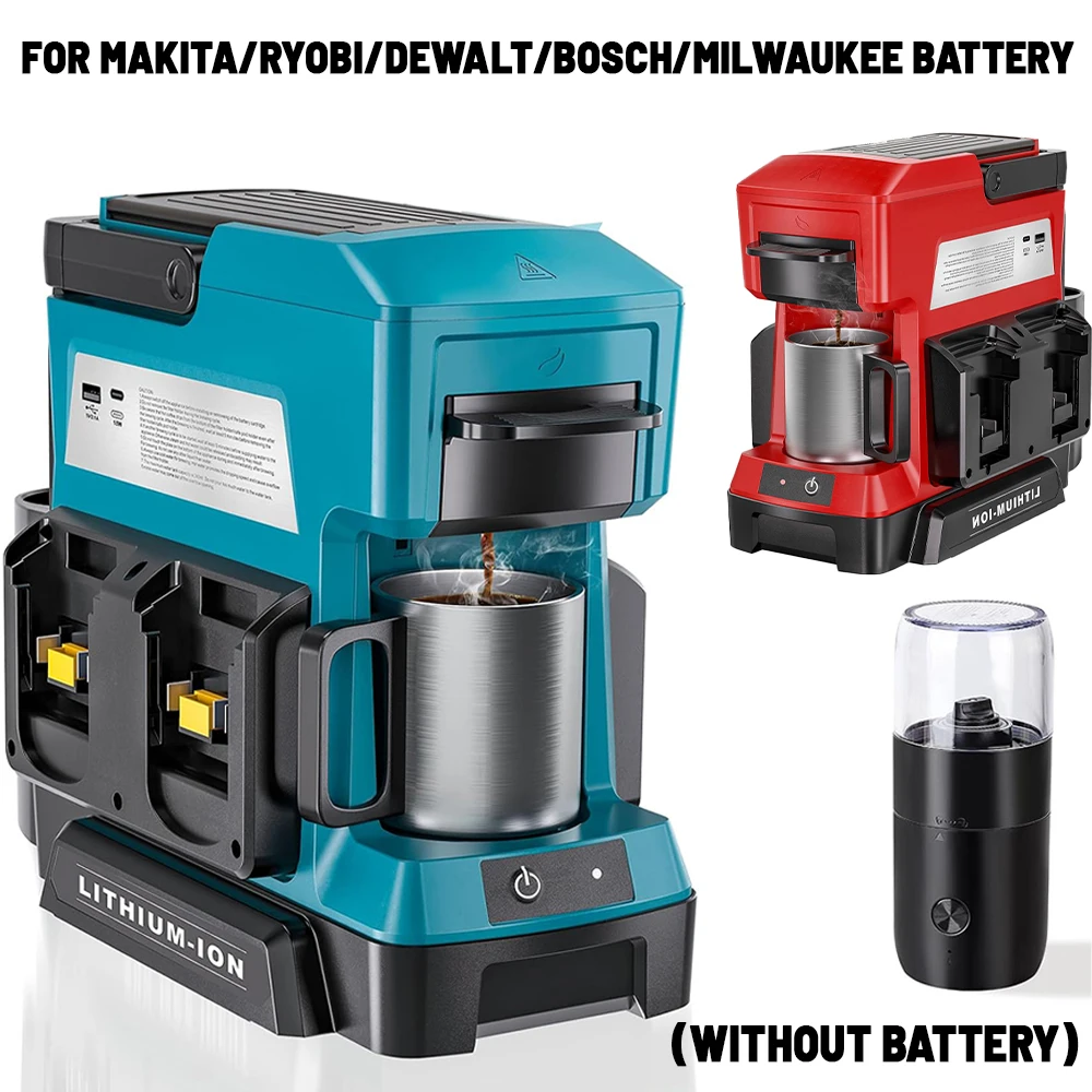Cordless Coffee Maker For Makita/Ryobi/Dewalt/Bosch/Milwaukee Battery,Portable Coffee Makers for Camping, Travel, and Jobsite. (