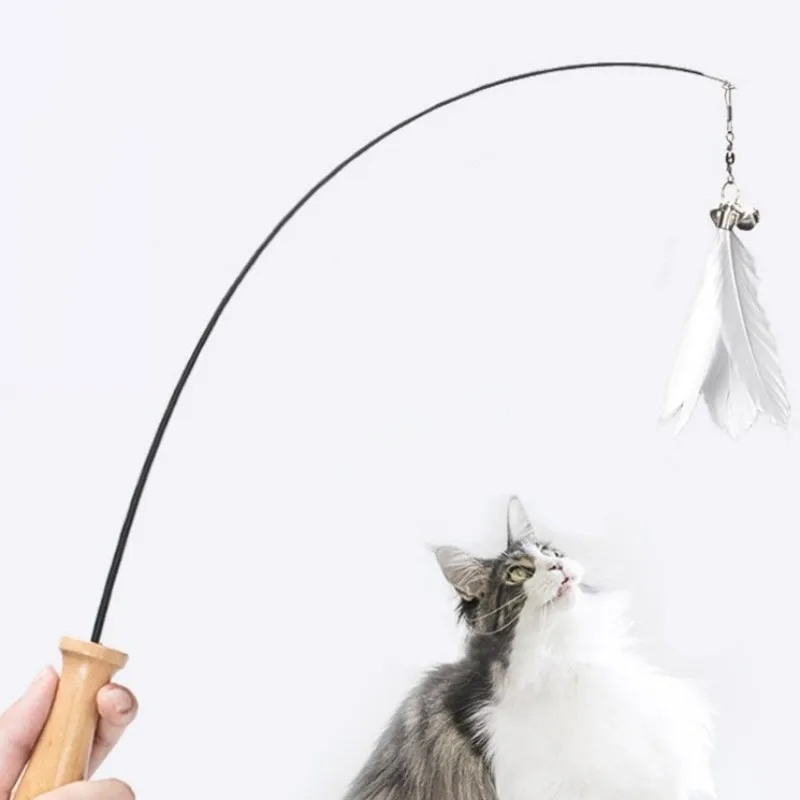 

Cat Toys Retractable Cats Sticks Feather Interactive Cat Toy Retractable Handle Toys for Cats Teasing Kitten Toy Pet Products