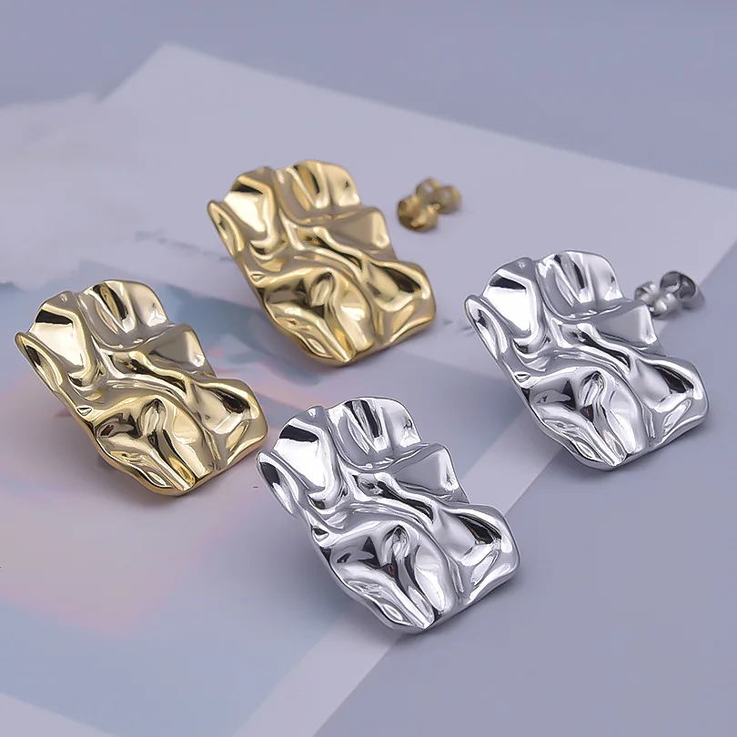 Metal Women\'s popular Fashion Geometric Square Ear Studs Stainless Steel Material Men Women Anniversary Versatile Earrings Gift