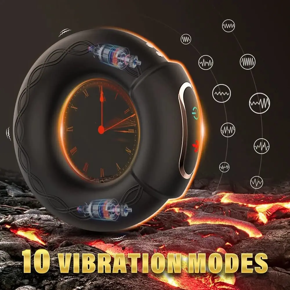 HESEKS Male Heating Cock Penis Vibrating Ring Cock rings Delay Ejaculation Massager Long Lasting Erection Sex Toys For Men