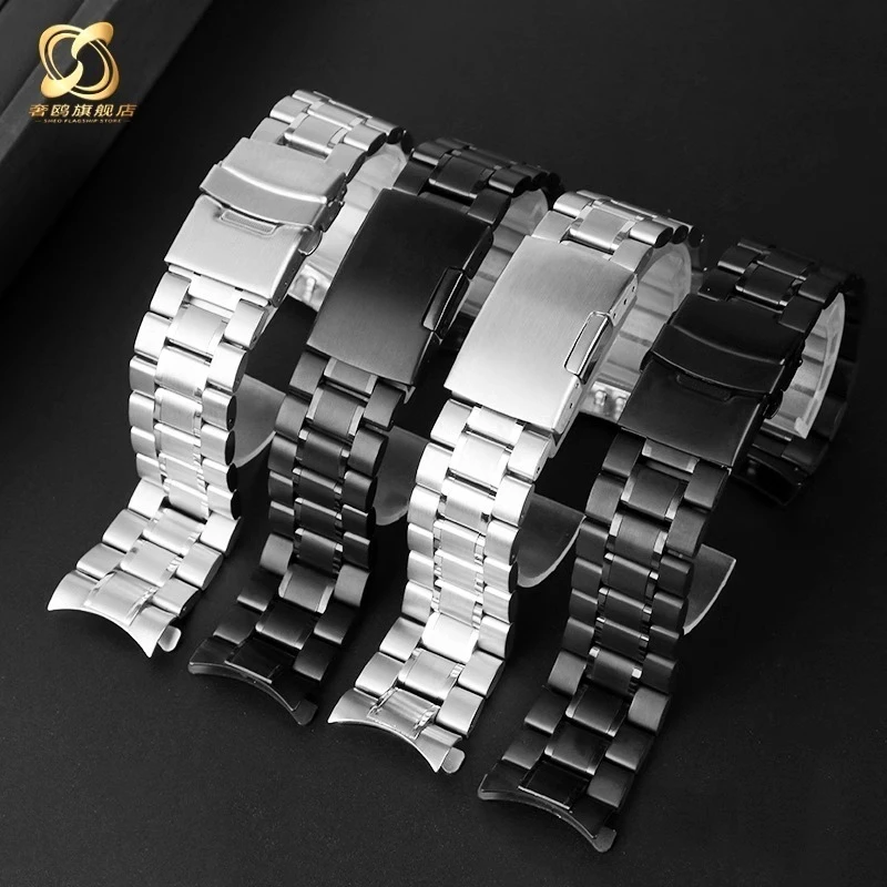 Curved End Stainless Steel Watch Strap For Casio EFR303L EFV-540 EFV-500 EFS-S510 MTP-1375 MTP-1374 Men Wristband 18 20 22 24mm