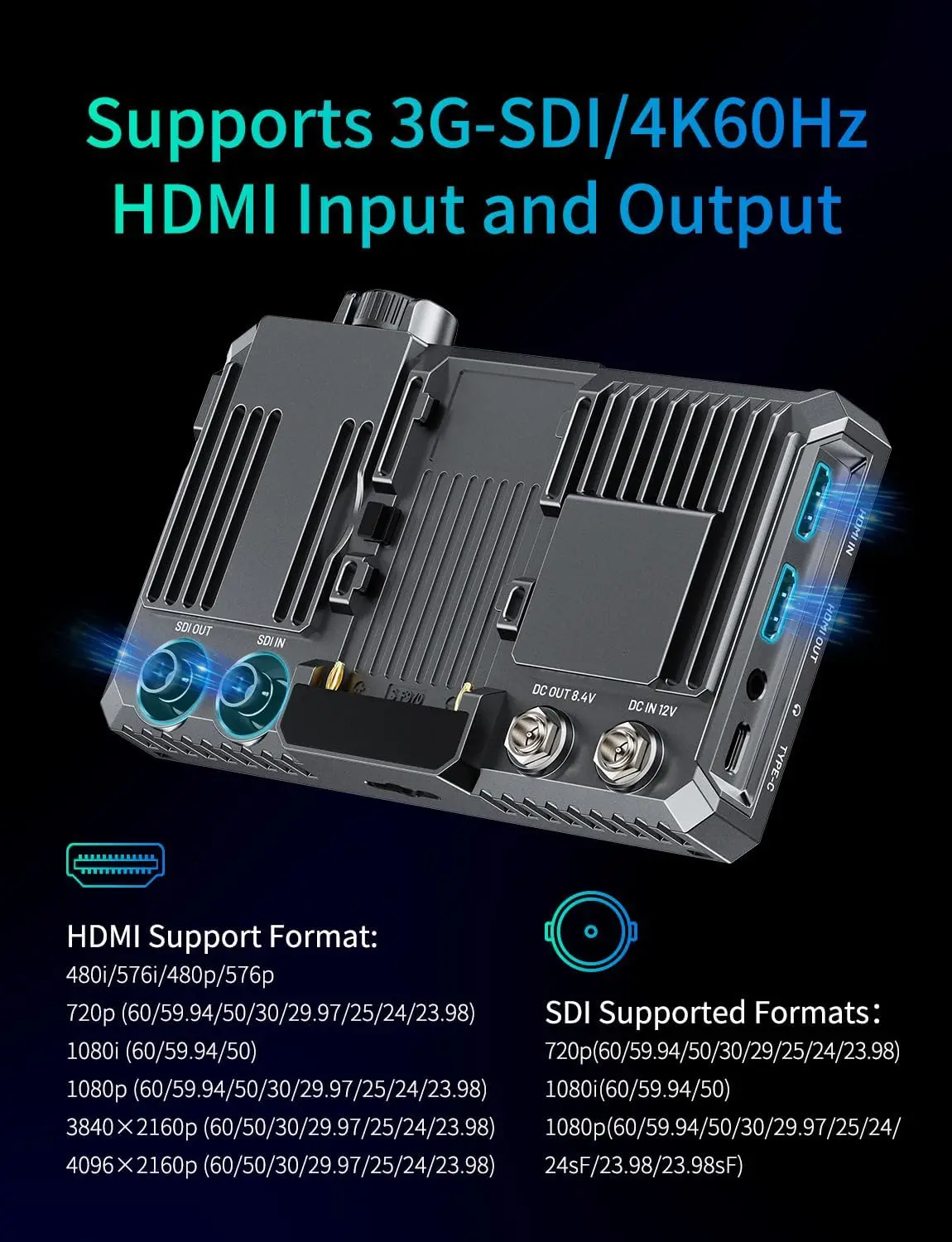 FEELWORLD SC6 G-SDI/4K60Hz HDMI Input and Output Rugged Aluminum Housing 6 Inch High Bright Touch- screen Camera Monitor