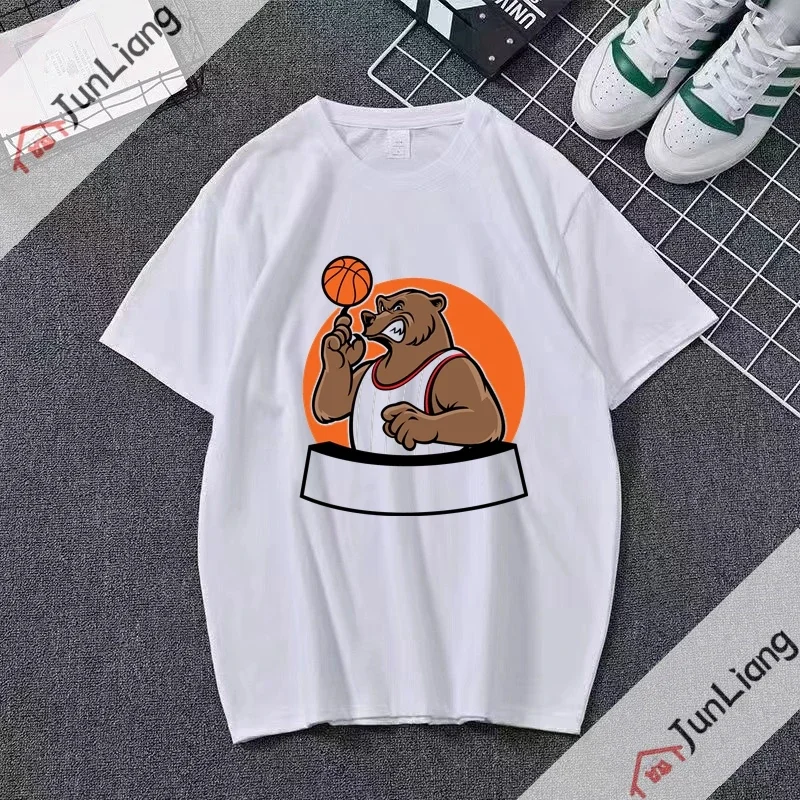 Bear School Basketball Fashion Casual Breathable Bear Print T-shirts T Shirt for Men Womans Tshirt Summer  T-Shirt