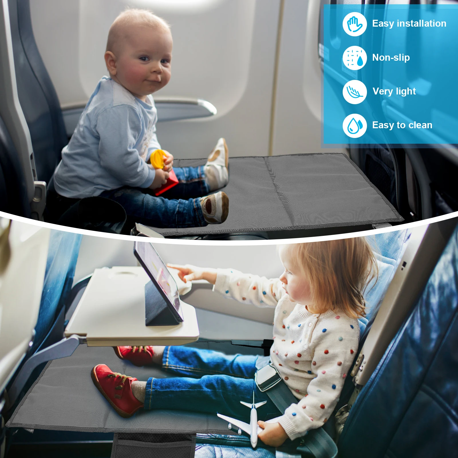 Toddler Airplane Seat Extender Portable for Kids Plane Travel Foot Rest Airplane Foot Hammock Baby Durable Airplane Footrest Bed