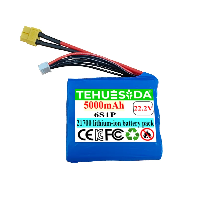 6S1P 21700 5000mAh 22.2V Drone Lithium Battery Pack FPV Model Aircraft Battery 21700 High Rate Power Cylindrical