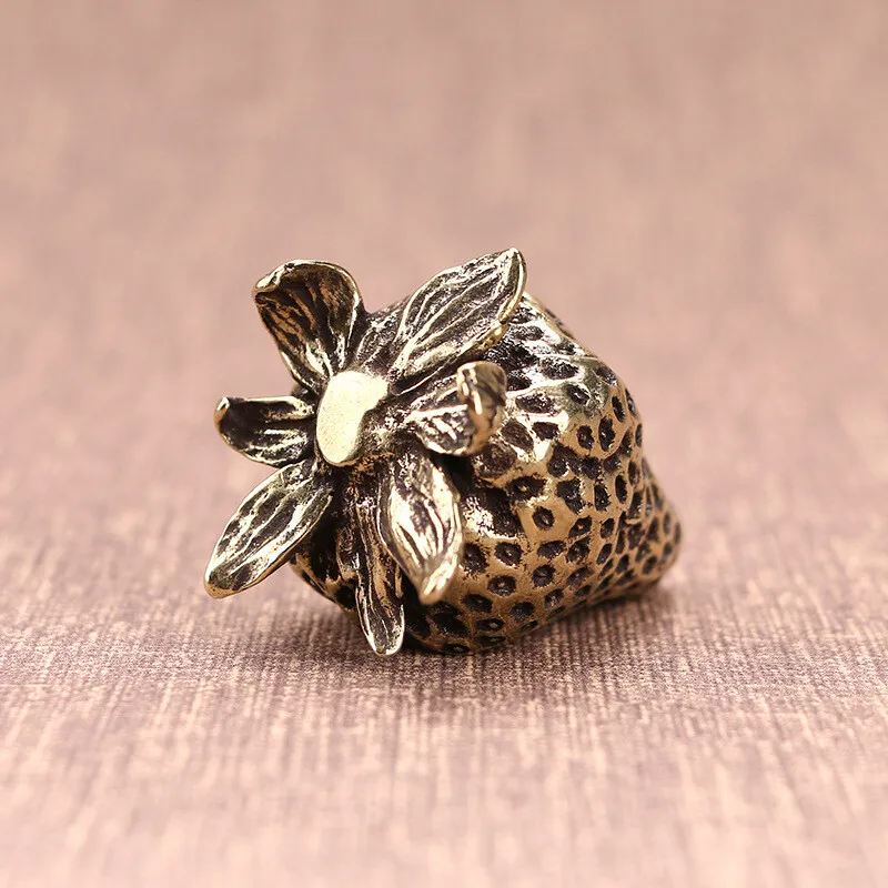 

Strawberry Brass Figurine Small Statue Home Ornaments Animal Figurines Gift New