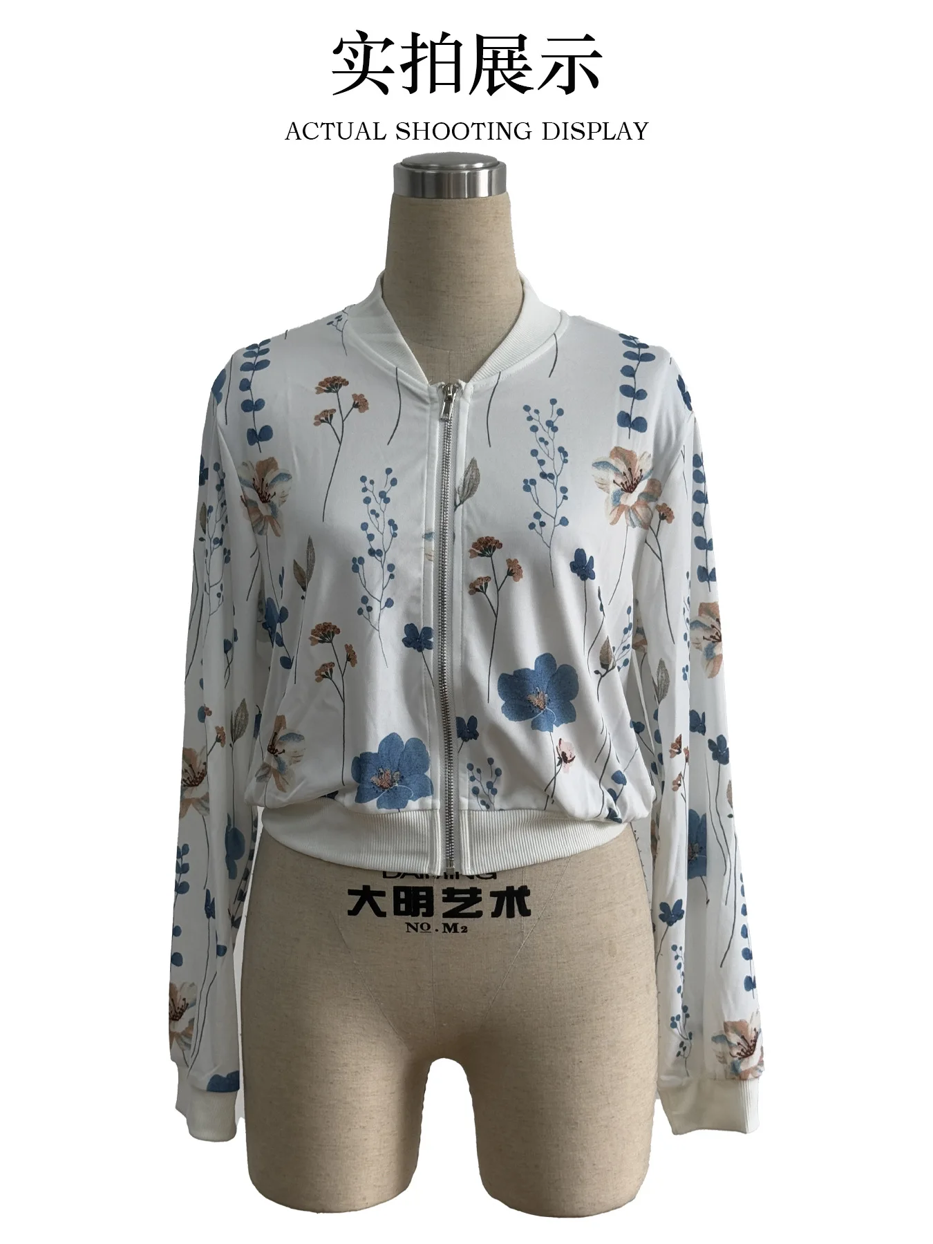 

Осень-зима 202, женская куртка на молнии с цветочным принтом, короткое повседневное пальто с длинным рукавом, уличная одежда, повседневная уличная легкая теплая куртка