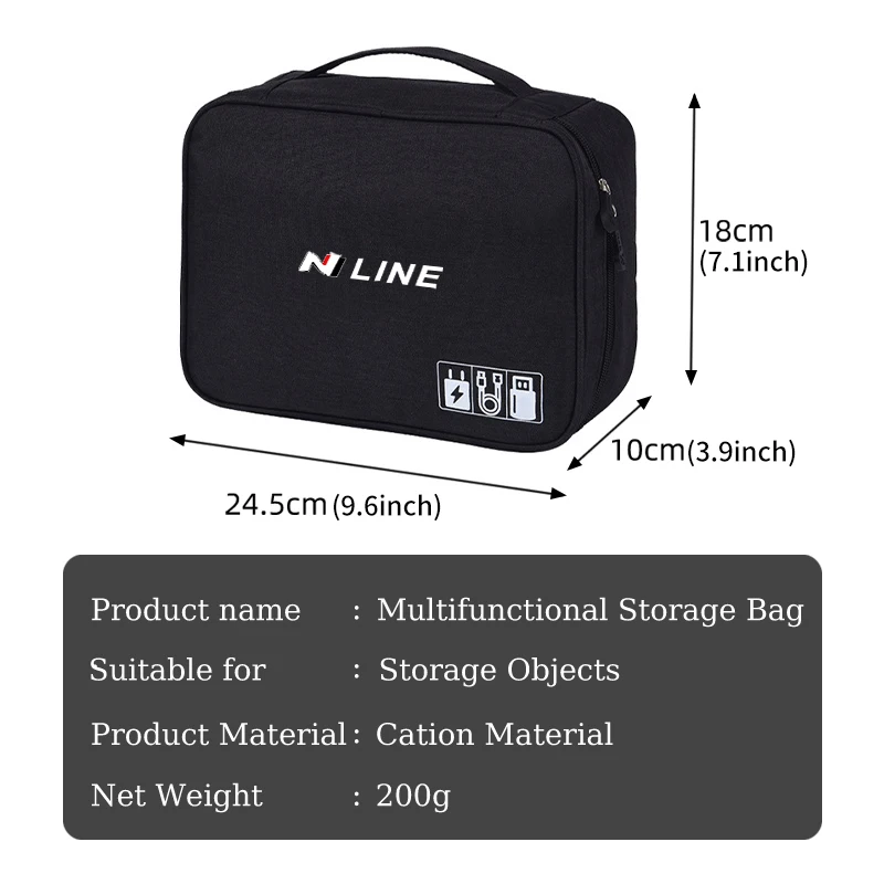 Car Digital Bag Data Cable Handbag Storage Bag Accessories For Hyundai Sonata i30 i20 Tucson Elantra Kona N Line view 6