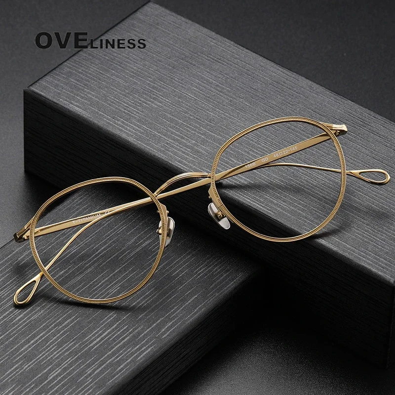 

Pure Titanium Glasses Frame Men Retro Round Eyeglasses frames Women Vintage Eyewear High Quality spectacles