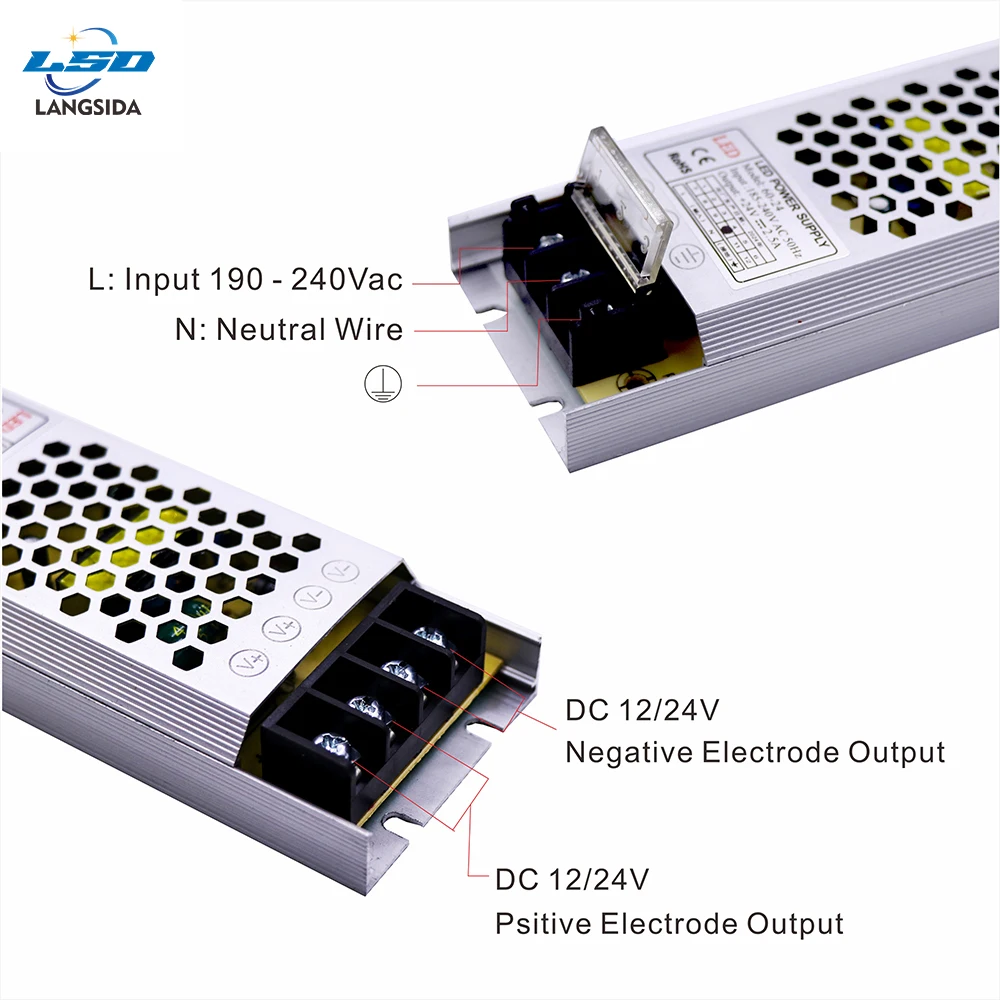 DC12V 24V AC190V-240V to Ultra-Thin Quiet LED COB Power Adapter Transformer Driver for LED COB WS2811 2812 2815 2814 Light Strip