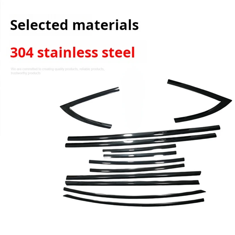 Exterior Window Molding For Tesla Model Y 3 2017-2023 steel Chrome black Carbon Strip Sill side Cover Trim 10pcs Car Accessories