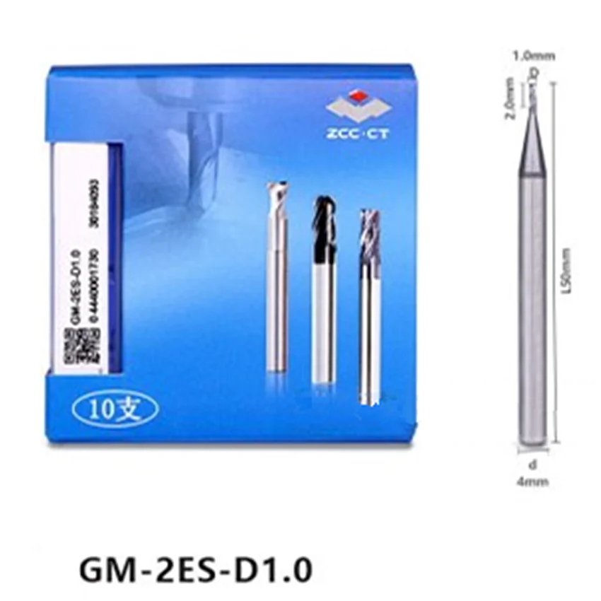 GM-2ES-D1.0 ZCC.CT GM-2ES mango recto de dos cuchillas, de diámetro pequeño cortador de extremo plano, diámetro 1,0X2,0x50, 2T, 2 flautas