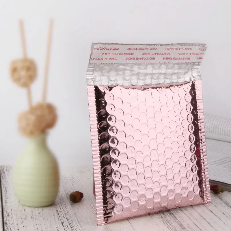 20pcs/bag Rose Gold Aluminum Plated Bubble Bag, Waterproof Aluminum Foil Shockproof and Explosion-proof Bubble Transport Bag