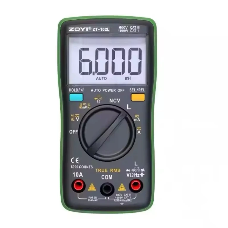 2/4pcsmultimeters ZT102L Mini Auto Inductance Digital Multimeter Digital Capacitance Meter DC 1000V/AC 750V / 10fork Slider Cups