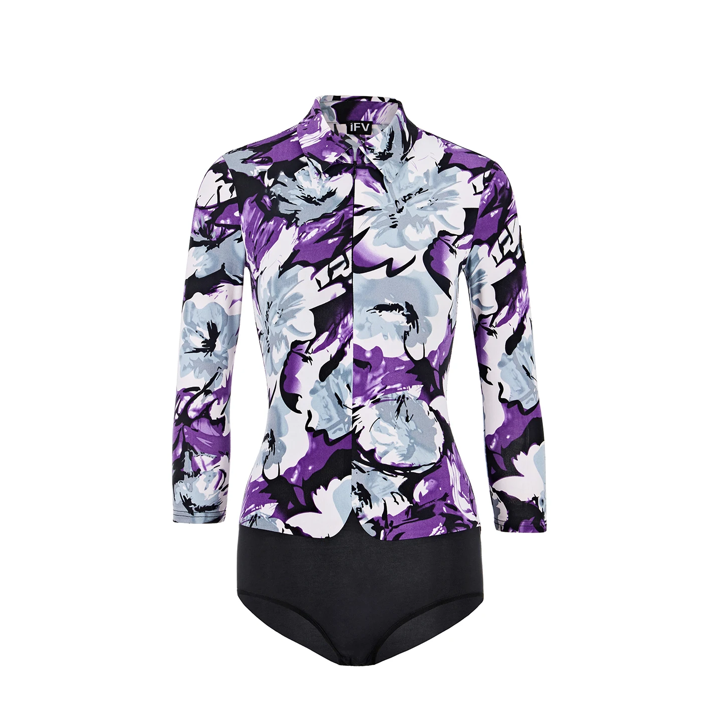 Topy do tańca latynoamerykańskiego dla kobiet z długim rękawem, koszula z kwiatowym wzorem, body, odzież do ćwiczeń tańca latynoamerykańskiego, kostiumy do tańca towarzyskiego DN22369 (2025)