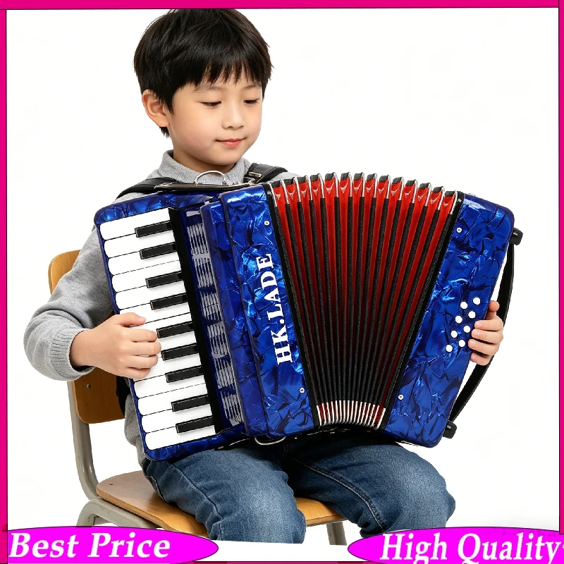 

HK·LADE AH-20 22-Key 8-Bass Piano Accordion Anti-Slip Keys, Genuine Lamb Leather Bellows Easy-to-Learn First Accordion