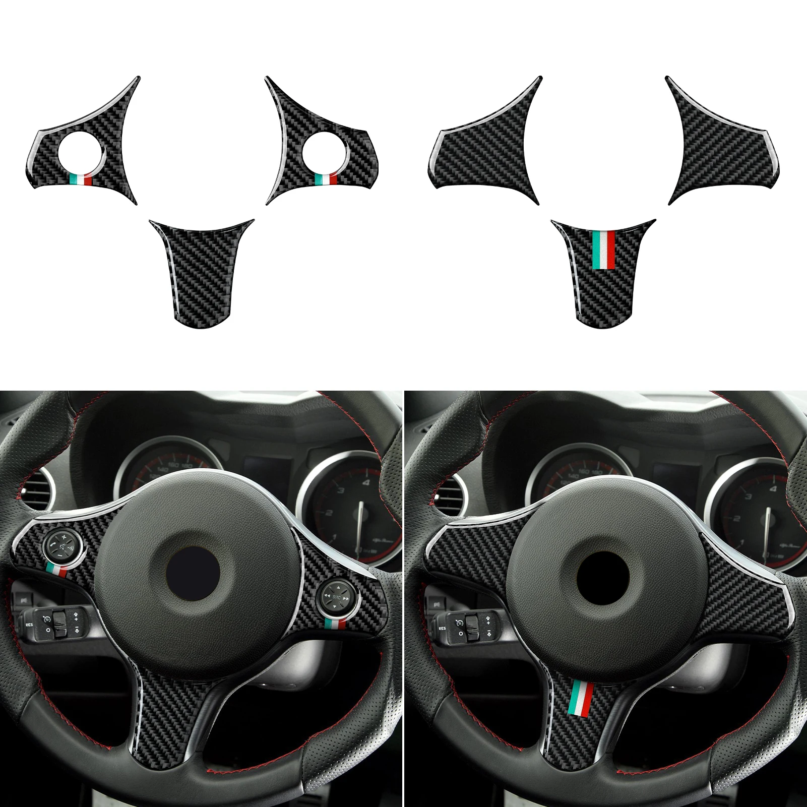 Para Alfa Romeo 159 Brera Spider (2004-2011) Accesorios de ajuste |   Cubierta del panel del volante del coche, pegatinas interiores de fibra de carbono