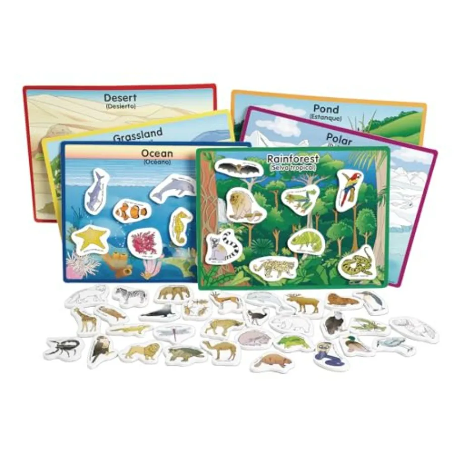 

Excellerations Animals in Thr Habitats 6 Puzzle Boards Learning Activity Tool for 48 Pieces