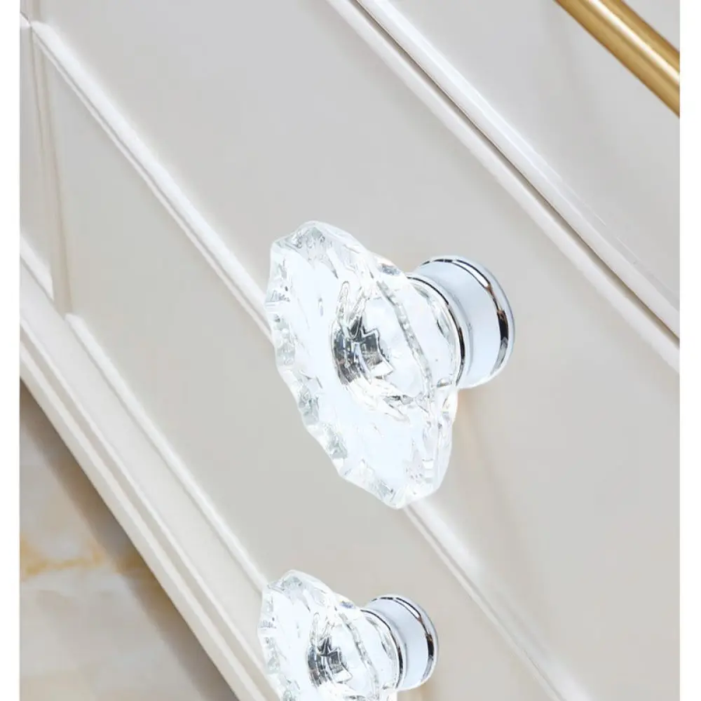 Luxury Crystal Furniture Knob Modern Acrylic Cabinet Handle Round Drawer Pull Single Hole Hardware For Home Decor