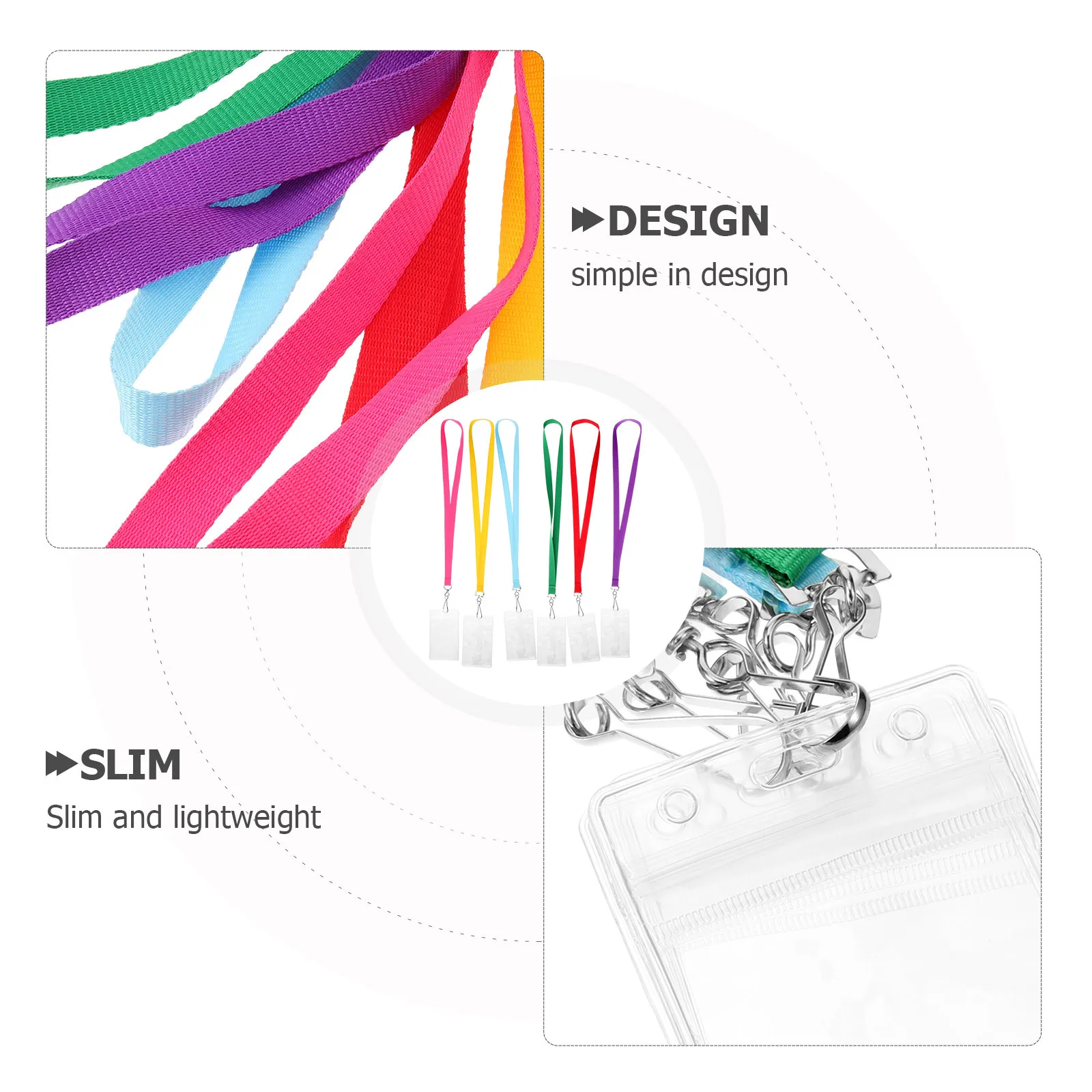 

6pcs Waterproof Id Card Holder Clear Badge Protector Lanyard For Work School Hospital Multi-Functional Card Storage Name Tag