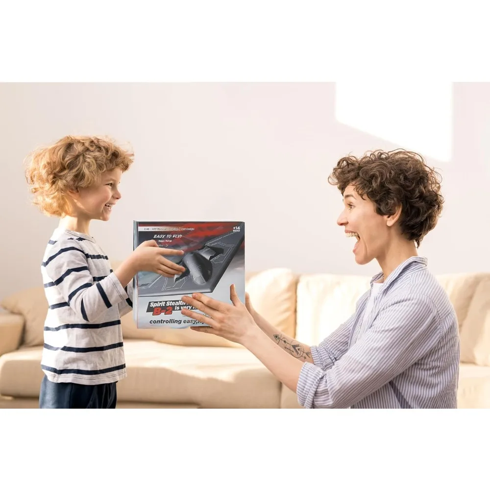 Juguete de avión de espuma con espíritu 2CH RC B-2 para principiantes para niños - Negro