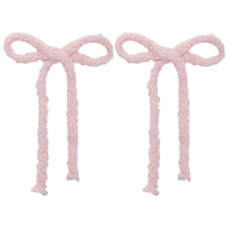 

2pcs Plush Bowknot Hairpin Subculture Girls Taking Photo Ponytail Hair Clip 15UB