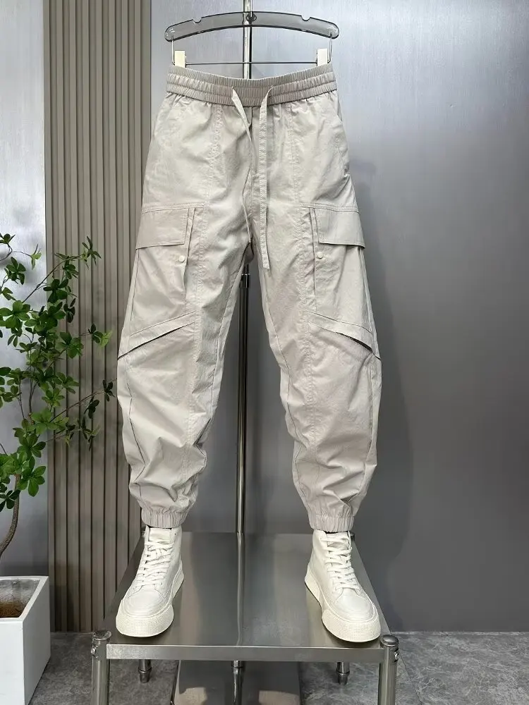 

Spring 2025 Men's Loose Fit Workwear Trousers American High Street Sle Casual Pants Cargo Pants Elastic Waisand