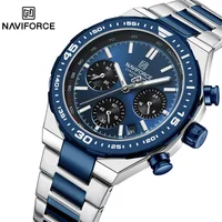 Reloj de moda NAVIFORCE para hombre, relojes de pulsera de cuarzo clásicos resistentes al agua de acero inoxidable de lujo de alta calidad, reloj de cara grande para hombre