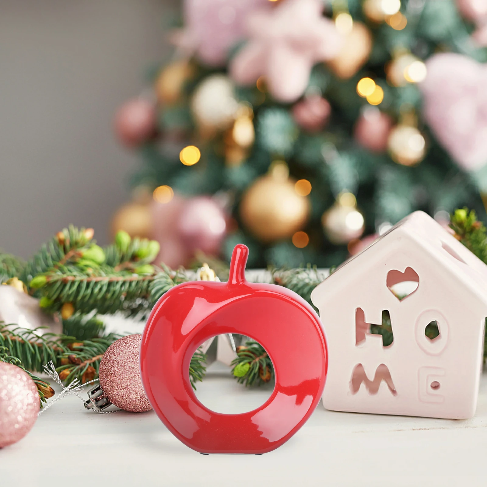 

1Pcs Ceramic Christmas Apple Ornament Creative Desktop Decoration Festival Home Adornment Christmas Crafts Ceramic