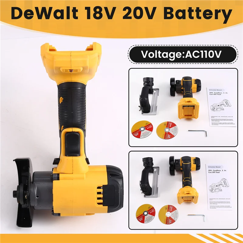 AB47-3인치 20000RPM 무선 전기 앵글 그라인더, 18V 20V 배터리용 절단 연마 전동 공구