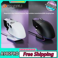 Dareu A980PRO Wireless Mouse 3 Mode Wired 8K 2.4G Bluetooth With RGB Charging Base 4k receiver 500mAh 74g Custom PC Gamer Gifts