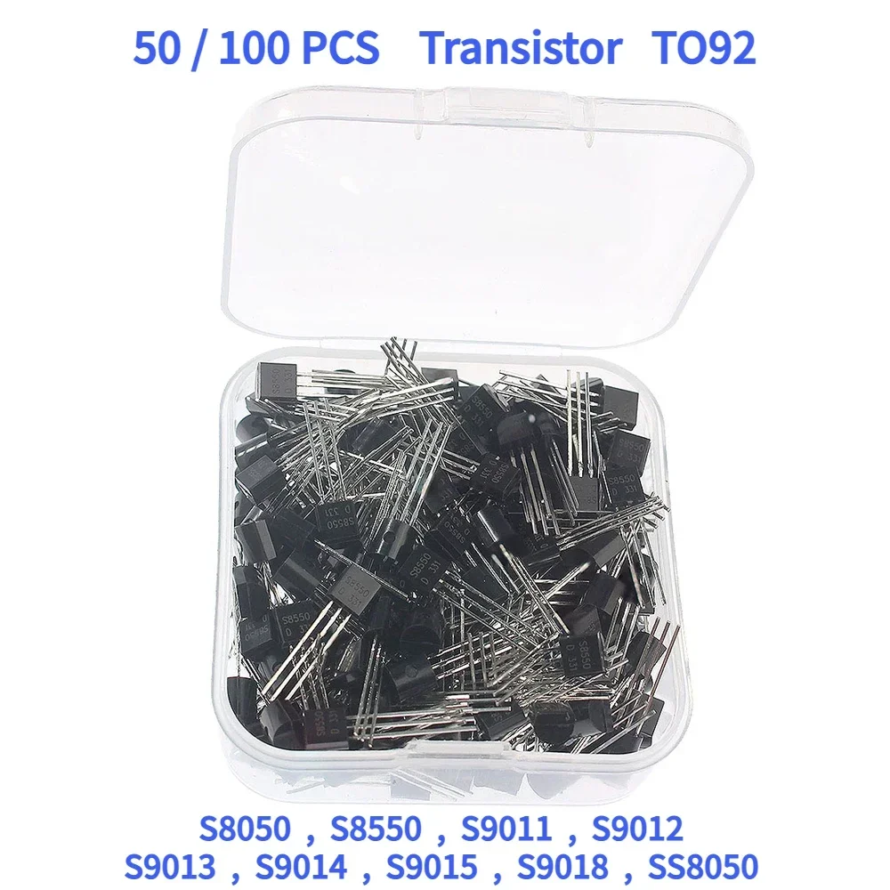 50/100PCS Transistor Assortment Kit S8050 S8550 S9011 S9018 SS8050 TO-92 NPN/PNP Silicon Transistors for DIY Electronics