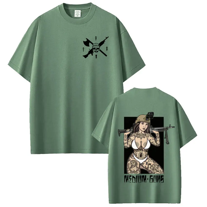 Forward Observations Group Medium Guns Pin Up T-shirt Men Women Fashion Vintage T Shirts Oversized Casual Short Sleeve Tee Shirt