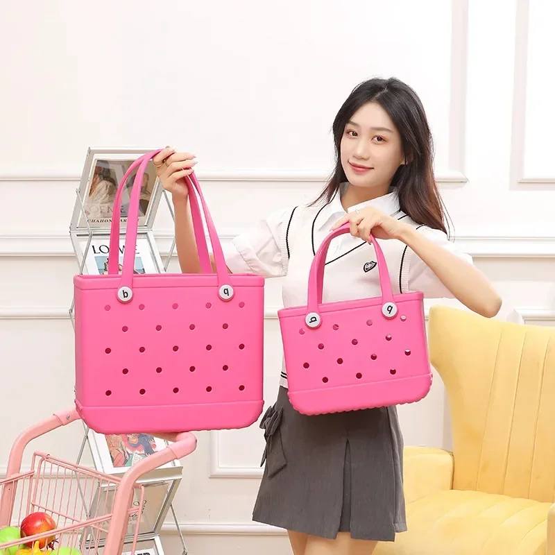 EVA Beach Bag Women Shoulder Handbag Fashion Waterproof Summer Storage Basket Mini Kid Shopping Shoulder Bag Toy Storage