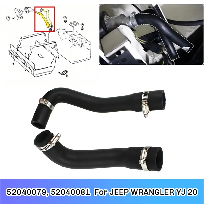 

For JEEP WRANGLER YJ 20 Gal 1987-1995 GAL Plastic Fuel Tank Filler/Vent Hose Kit 52040079, 52040081