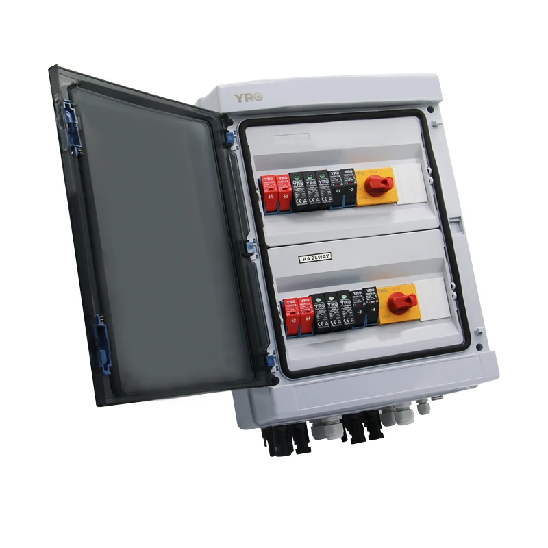 4 In 2 Out 1000V Solar PV Combiner Box With Lightning Protection DC Fuse MCB SPD Waterproof