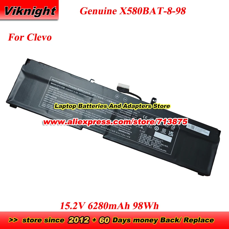 

Genuine X580BAT-8-98 high capacity Battery 15.2V 6280mAh 98Wh for Clevo 4ICP7/60/57-2 laptop