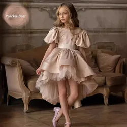 Girl Princess Sequined Bow Tutu Dress Infant Toddler Child Puff Sleeve Vestido Party Wedding Birthday Pageant Baby Clothes 1-12Y